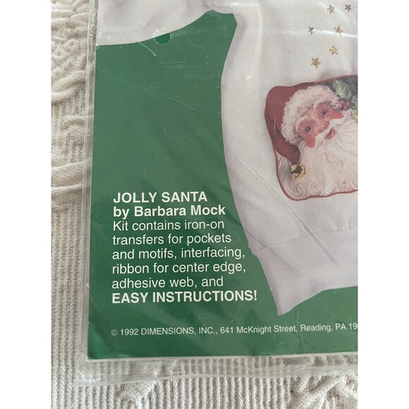 Dimensions Jolly Santa 80045 Iron-On Transfer Fashion Jacket Kit 1992 New Vtg - Picture 2 of 7